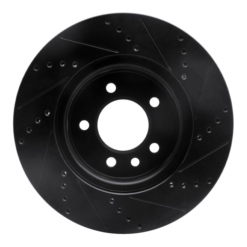 Land Rover LR3 Brake Rotor (1) - Front Left - R1 Concepts - Drilled & Slotted - Black - `05-`07